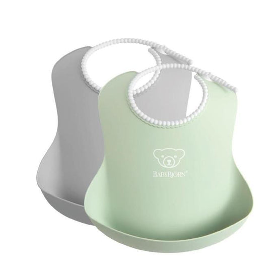 2´li Yumuşak Mama Önlüğü Powder Grey / Green - Baby Baby Bebek Mağazaları