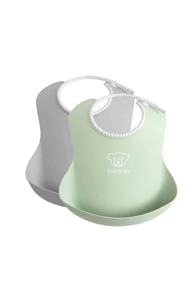 2´li Yumuşak Mama Önlüğü Powder Grey / Green - Baby Baby Bebek Mağazaları