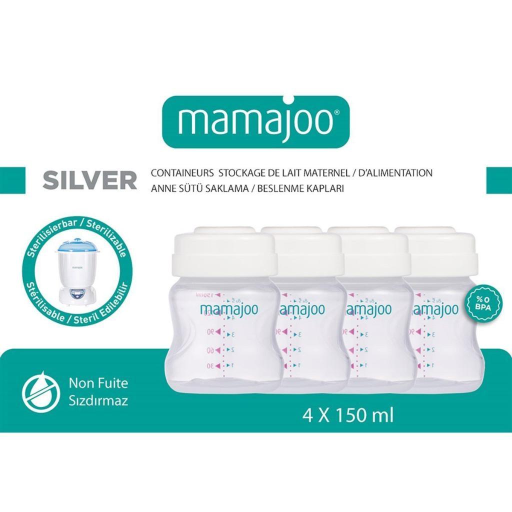 Mamajoo Silver Anne Sütü Saklama Kapları 4x150 ml - Baby Baby Bebek Mağazaları