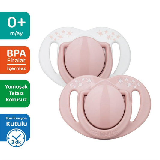 Mamajoo Sterilizasyon & Saklama Kutulu Powder Pink Desenli İkili Ortodontik Emzik / 12 Ay+ - Baby Baby Bebek Mağazaları